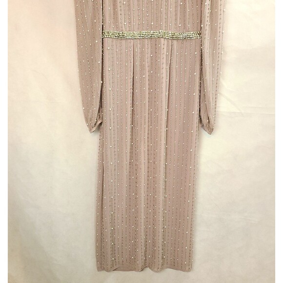 New MAC DUGGAL (93622) Vintage Lilac Beaded Long Sleeve Embellished Dress (18) - Picture 4 of 14